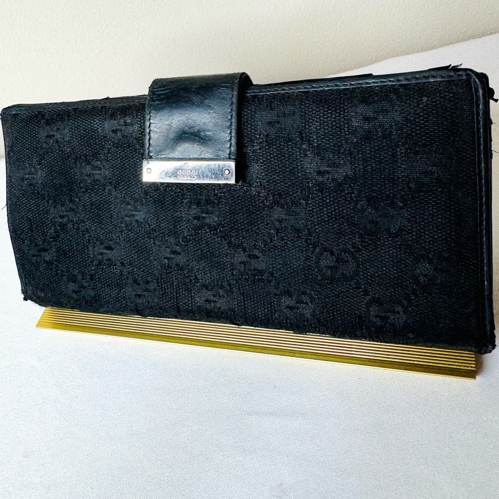 GUCCI LONG WALLET MONOGRAM CANVAS BLACK